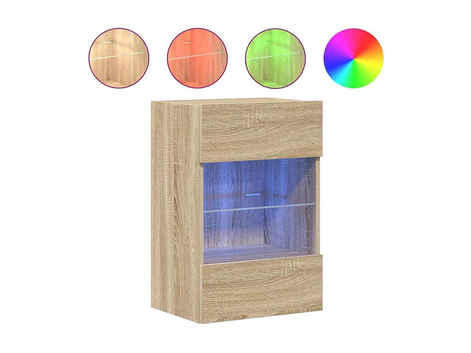 Mobili da parete con luci LED per TV 2pz Rovere Sonoma 40x30x60,5 cm