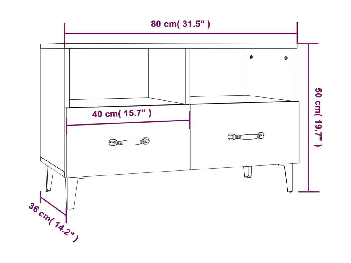 Meuble TV Blanc brillant 80x36x50 cm Bois d'ingénierie