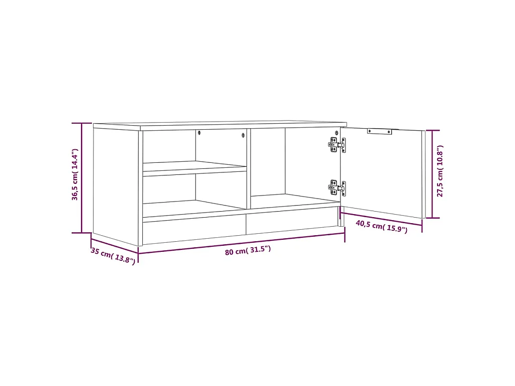 Mobile Porta TV Rovere Sonoma 80x35x36,5cm in Legno Multistrato