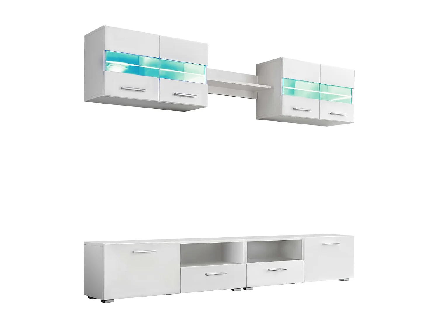 Ensemble Meuble mural TV 5 pcs lumières LED Haute Brillance