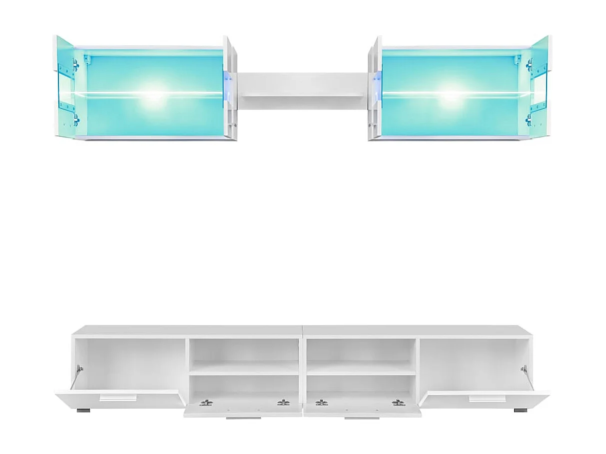 Ensemble Meuble mural TV 5 pcs lumières LED Haute Brillance