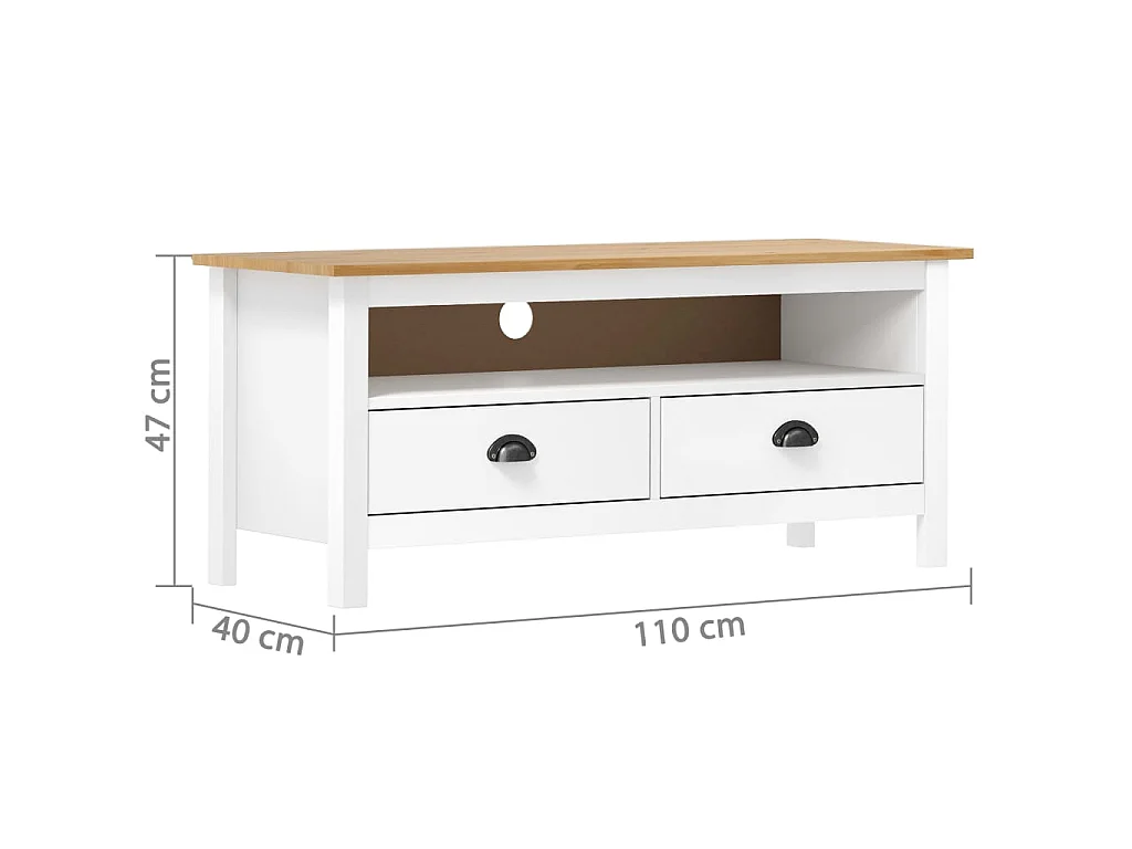 Móvel de TV Hill 110x40x47 cm pinho maciço branco