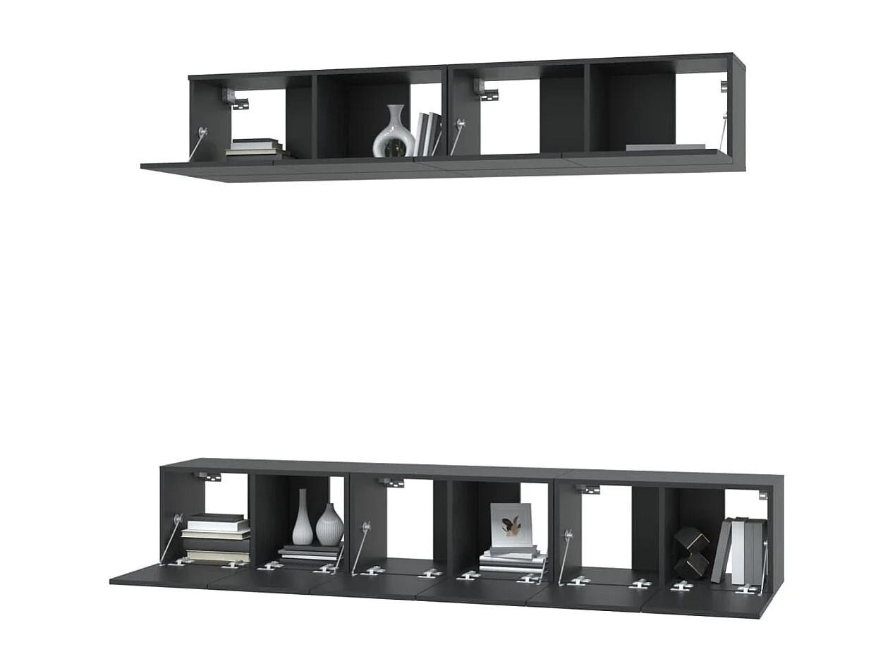 5-tlg. TV-Schrank-Set Schwarz Holzwerkstoff