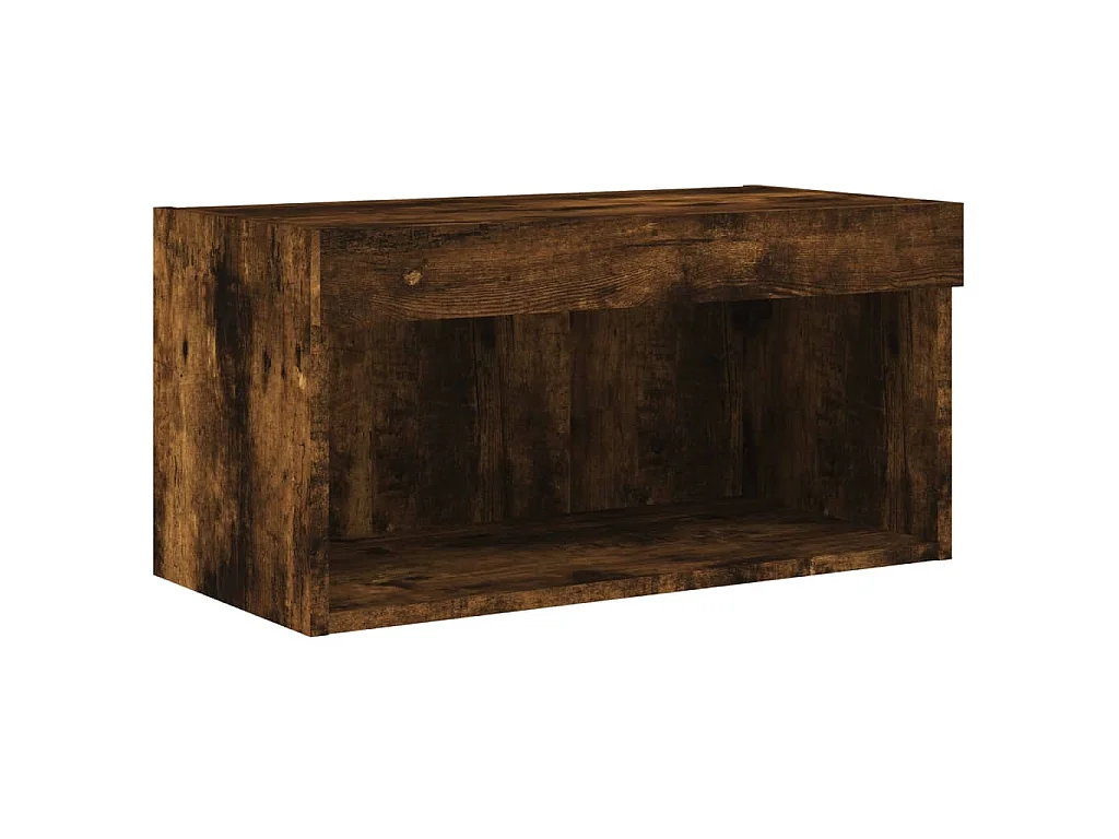 6-tlg. TV-Wohnwand mit LED-Leuchten Räuchereiche