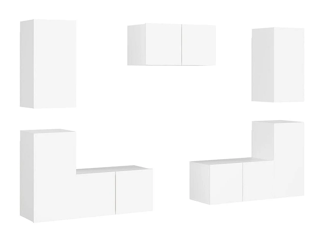 Set di Mobili Porta TV 7 pz Bianco in Legno Multistrato