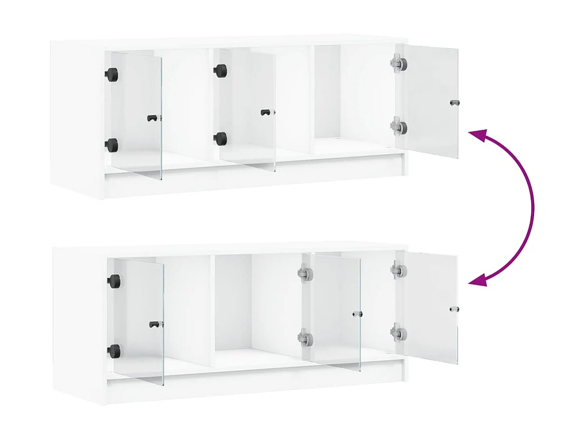 TV-Schrank mit Glastüren Weiß 102x37x42 cm