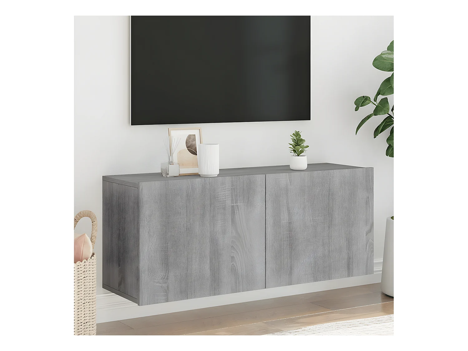 Meuble TV mural sonoma gris 100x30x41 cm