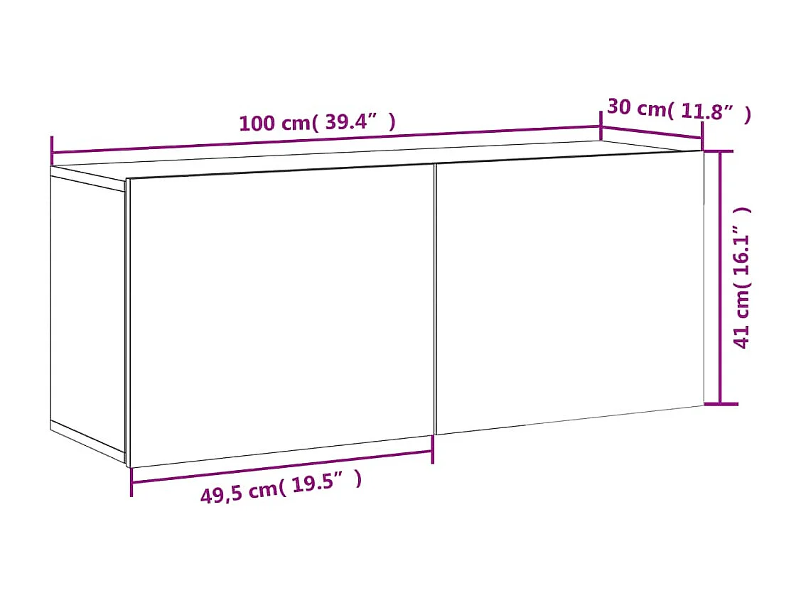 TV-Wandschrank Grau Sonoma 100x30x41 cm