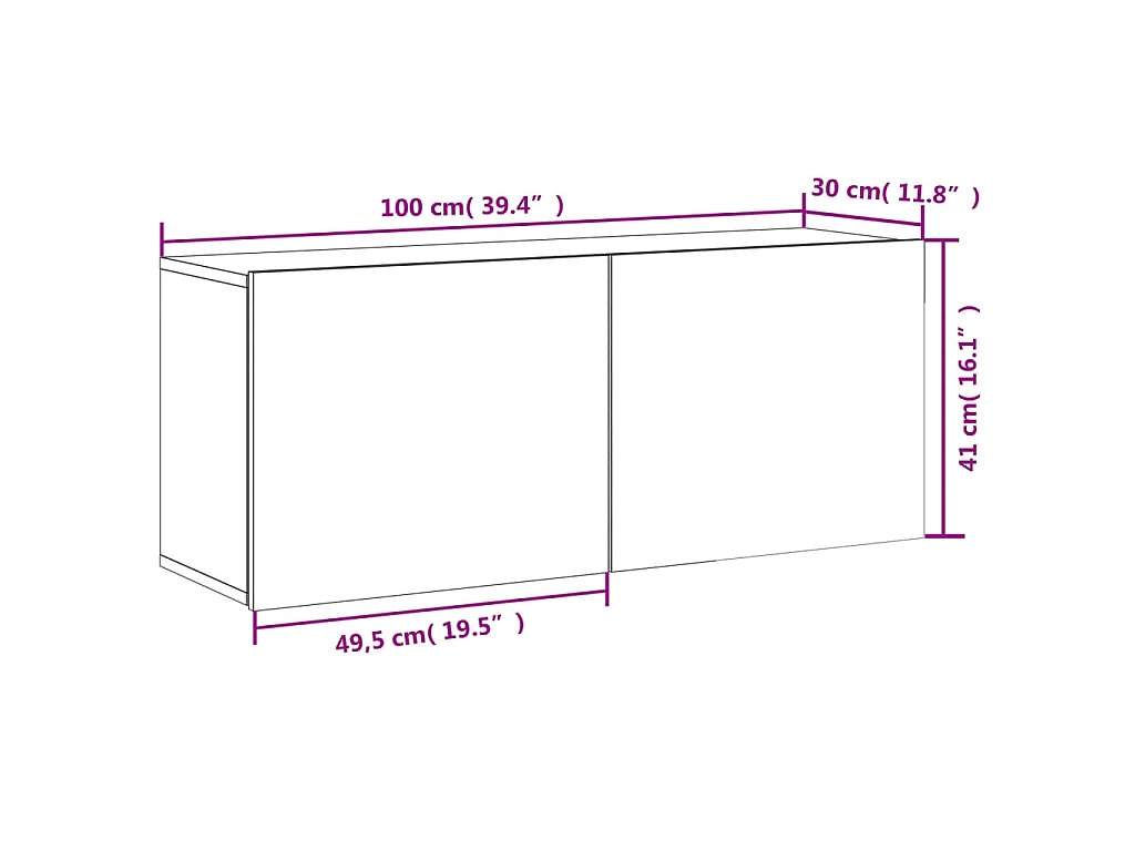 Meuble TV mural sonoma gris 100x30x41 cm