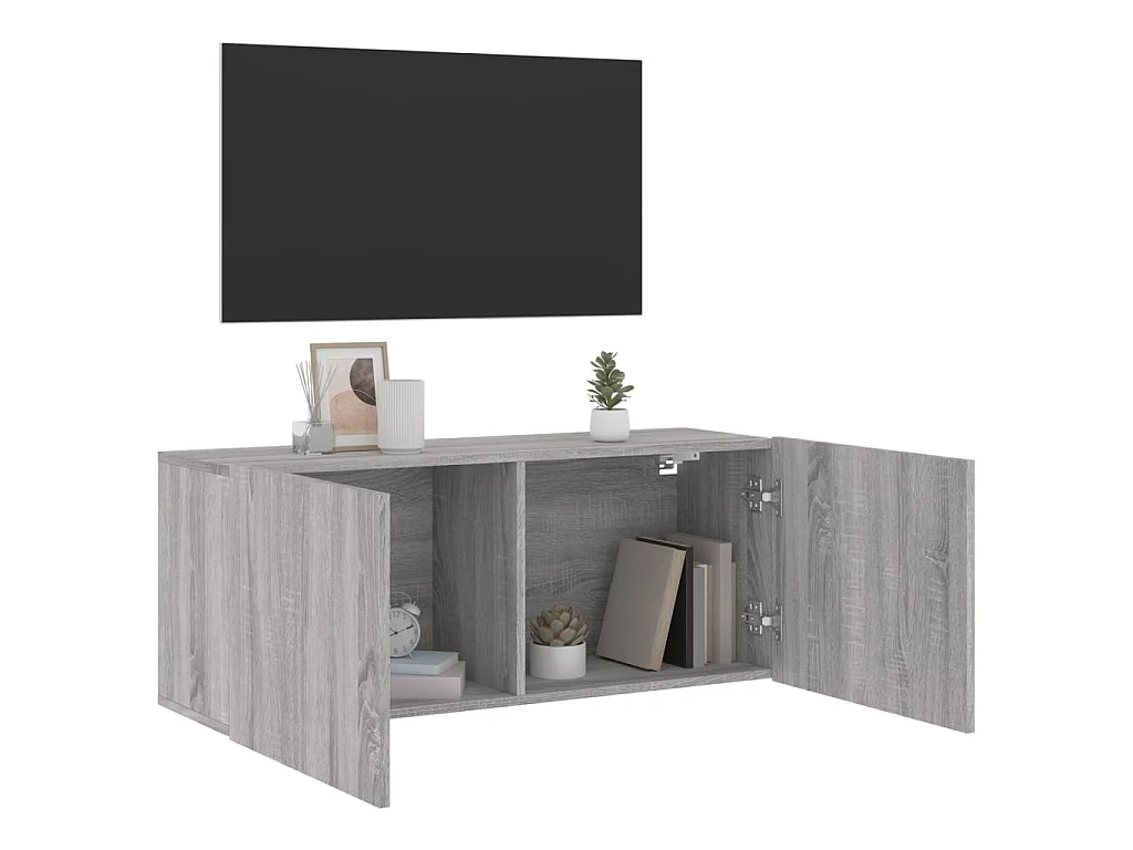 Meuble TV mural sonoma gris 100x30x41 cm