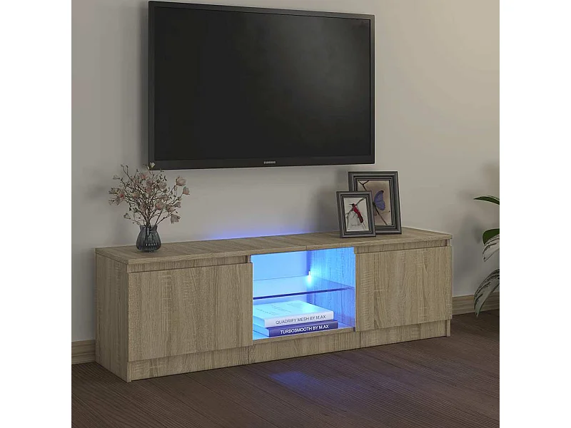 Meuble TV avec lumières LED chêne sonoma 120x30x36 cm