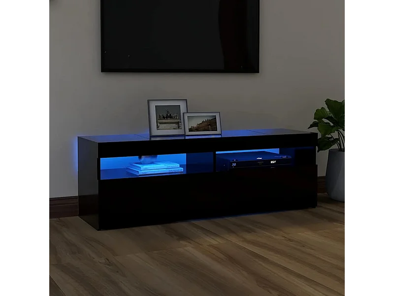 Móvel de TV com luzes LED 120x35x40 cm preto