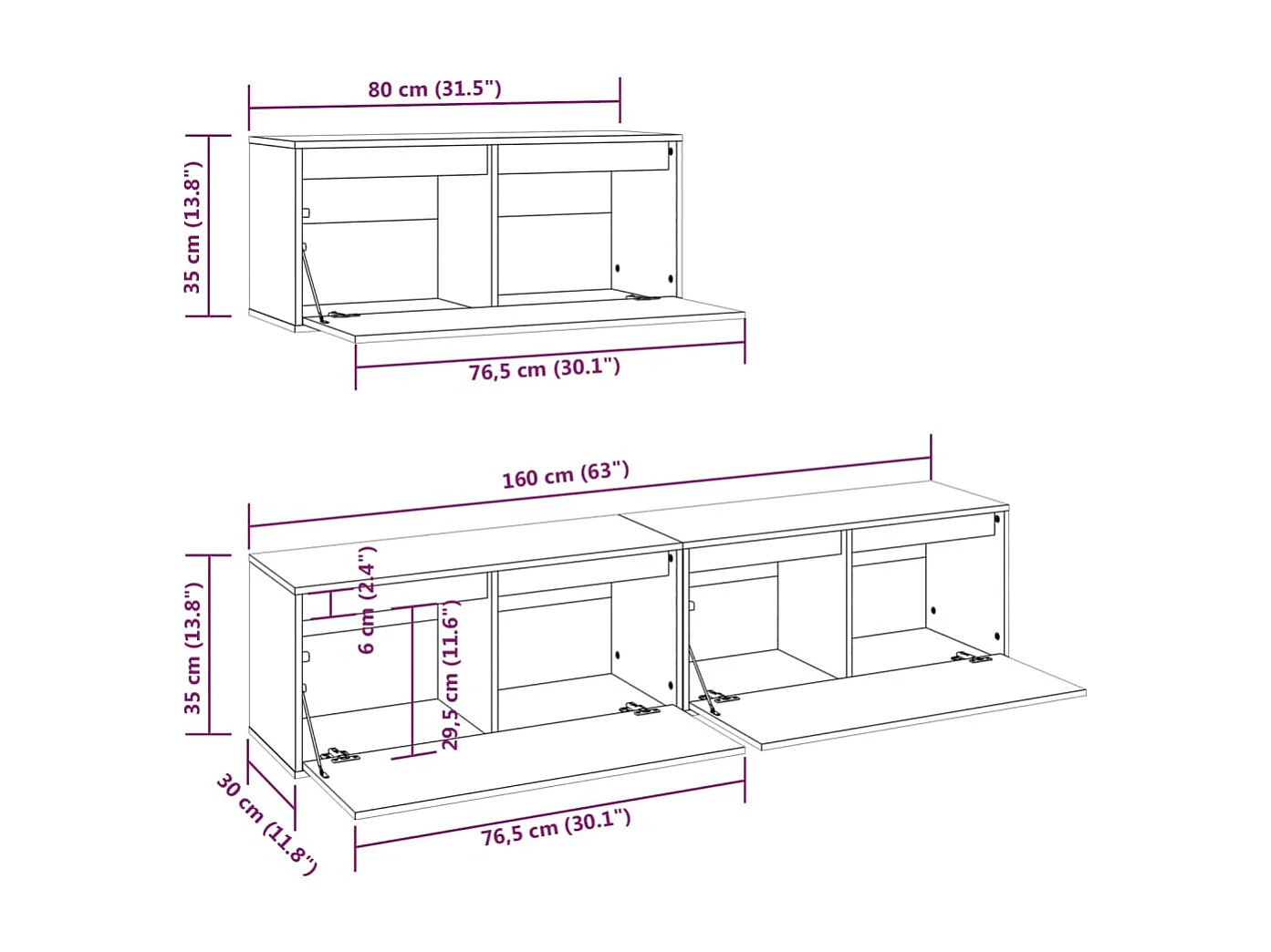 Meubles TV 3 pcs Bois massif de pin
