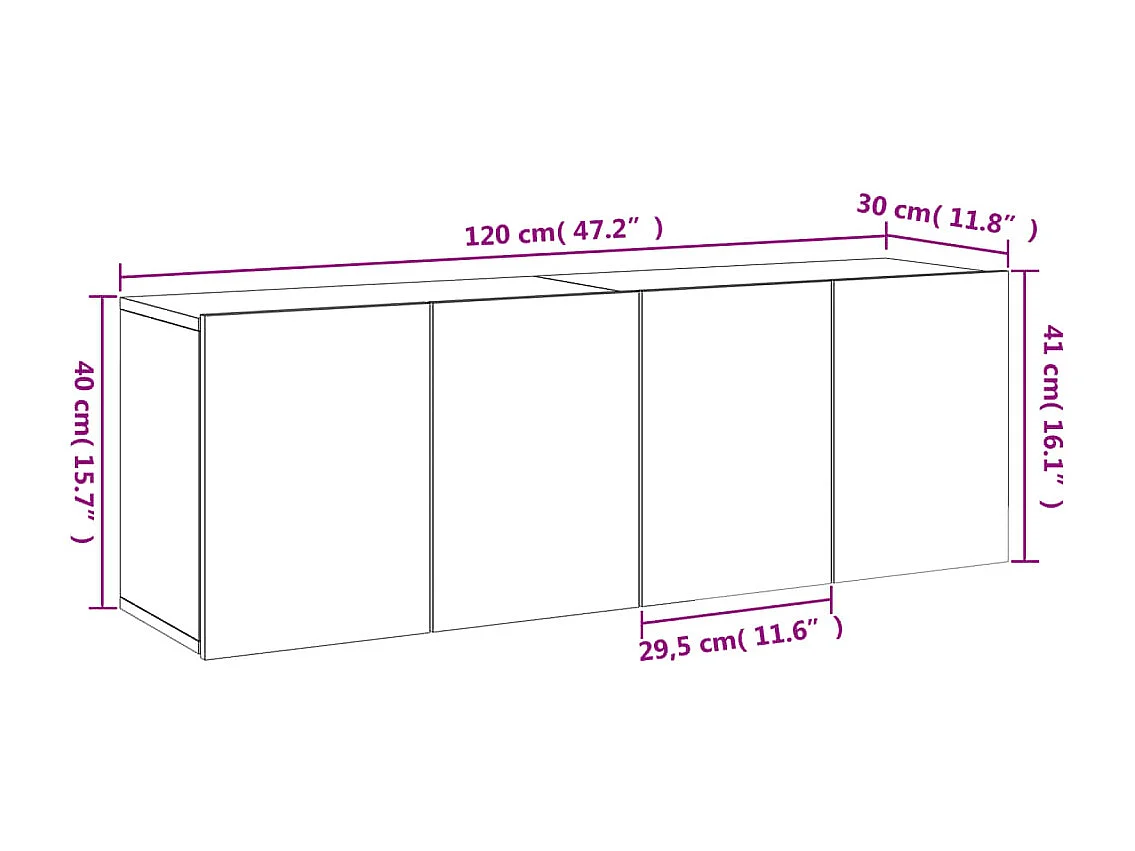 Tv-meubels 2 st wandgemonteerd 60x30x41 cm sonoma eikenkleurig