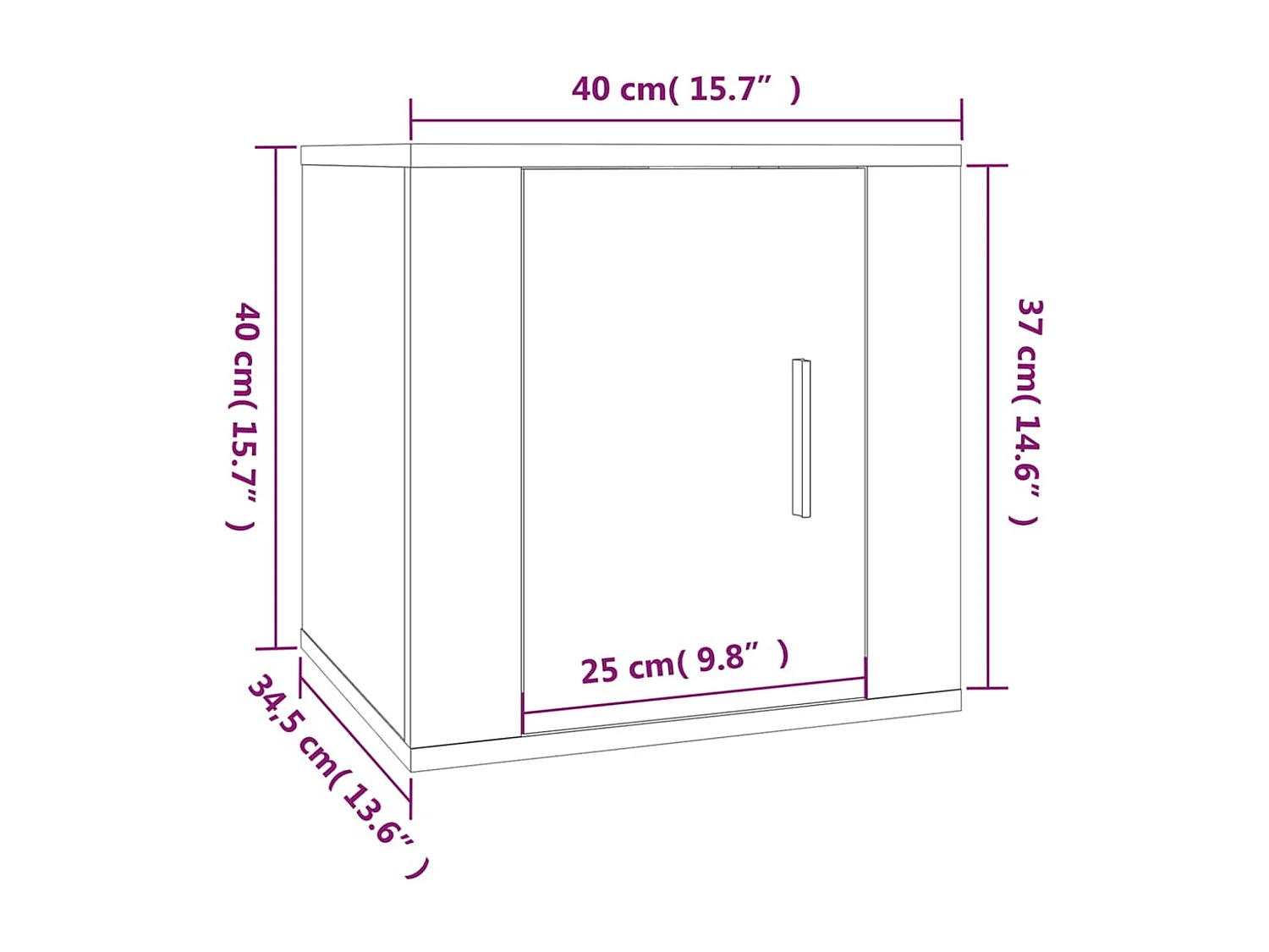 Muebles para TV de pared 2 uds blanco brillante 40x34,5x40 cm