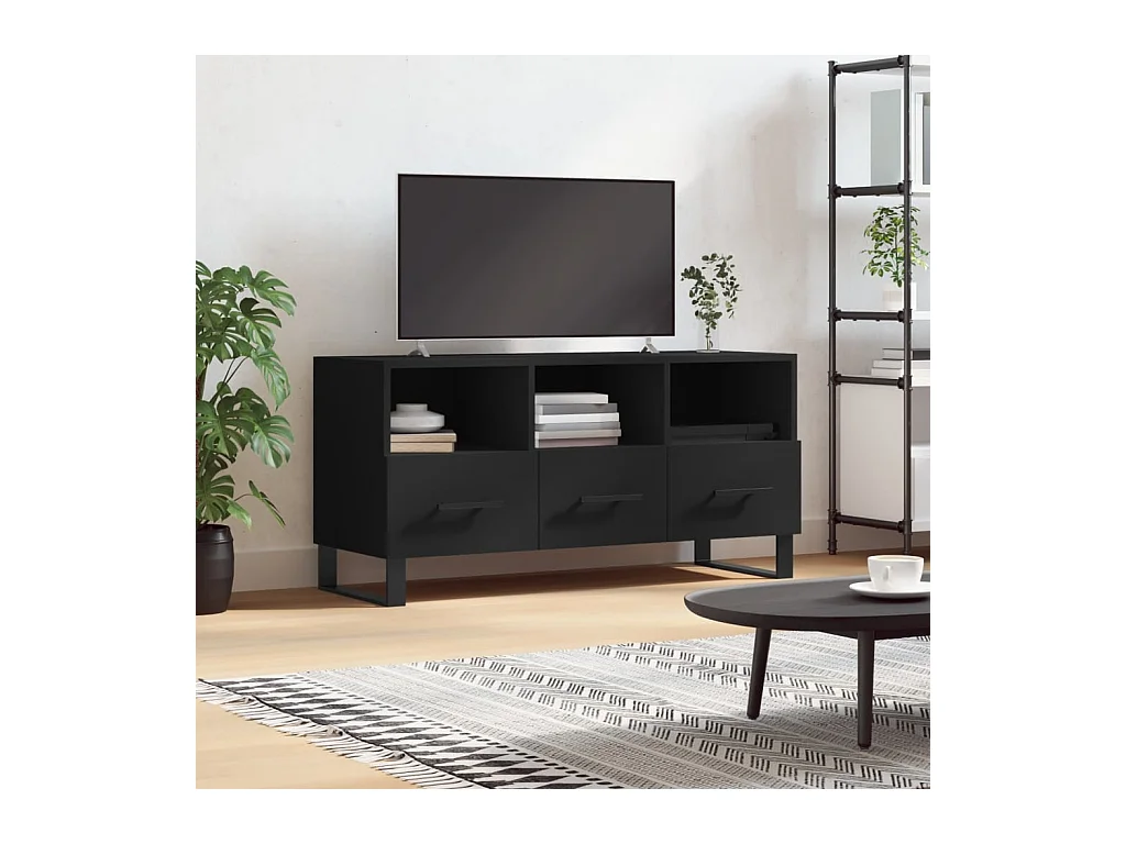 Mobile Porta TV Nero 102x36x50 cm in Legno Multistrato