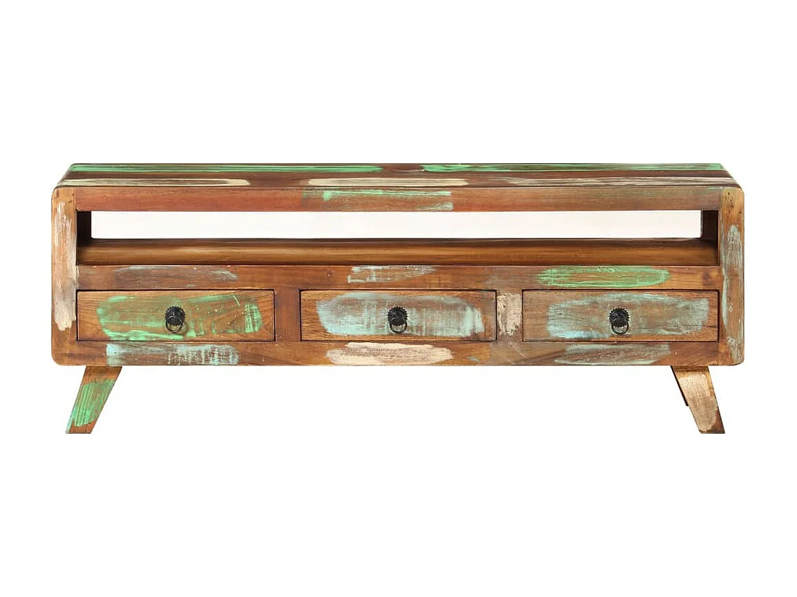 Mueble de TV madera maciza reciclada multicolor 110x30x40 cm