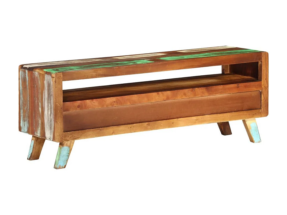 Mueble de TV madera maciza reciclada multicolor 110x30x40 cm