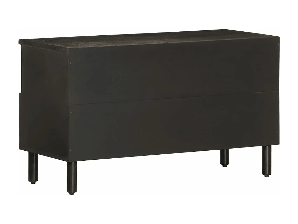 Meuble TV noir 80x33x46 cm bois massif de manguier