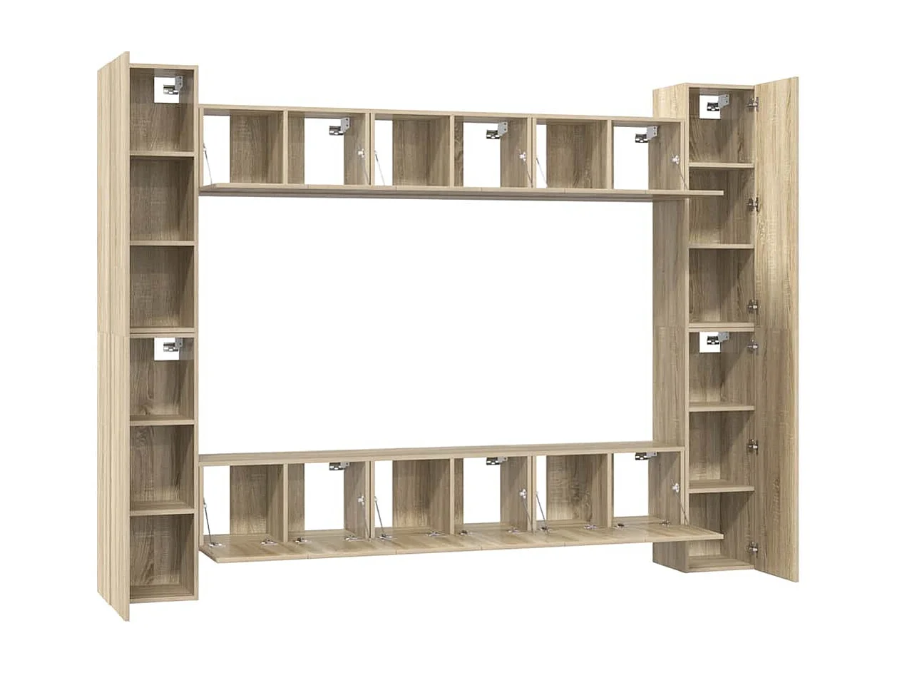 10-delige Tv-meubelset bewerkt hout sonoma eikenkleurig