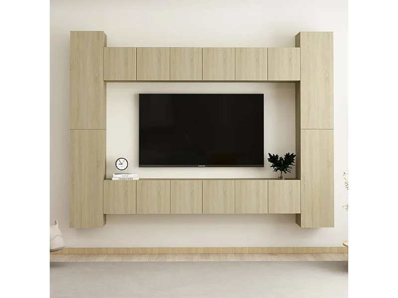 Set di Mobili Porta TV 10 pz Rovere Sonoma in Legno Multistrato
