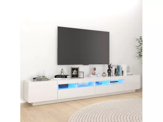 Kauf Unique TV-Schrank mit LED-Leuchten Hochglanz-Weiß 260x35x40 cm