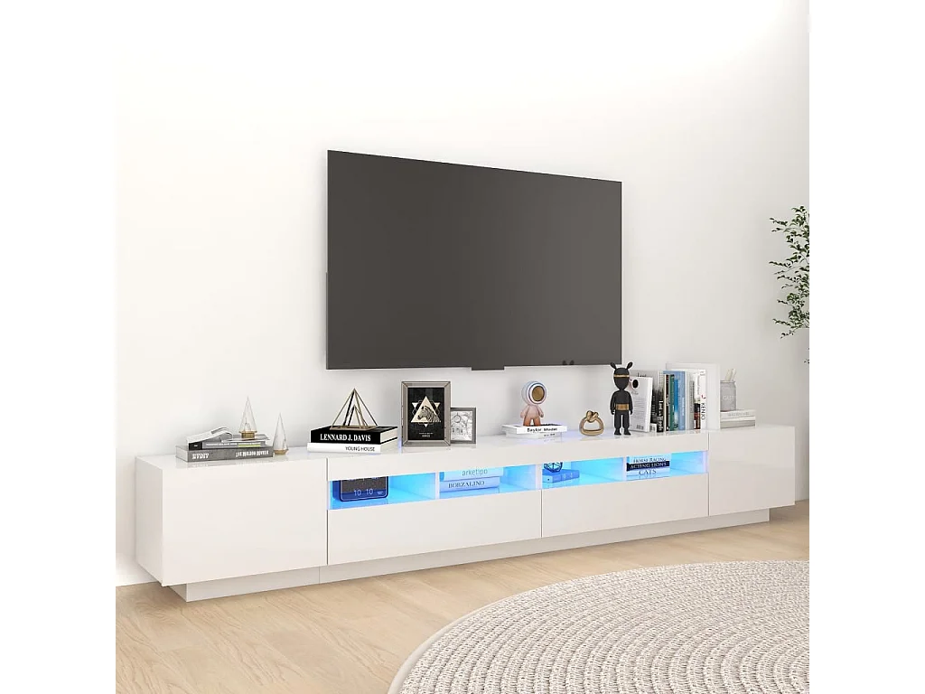 Tv-meubel met LED-verlichting 260x35x40 cm hoogglans wit