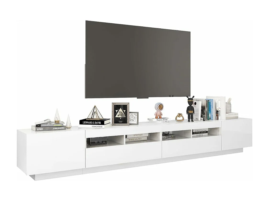 Tv-meubel met LED-verlichting 260x35x40 cm hoogglans wit