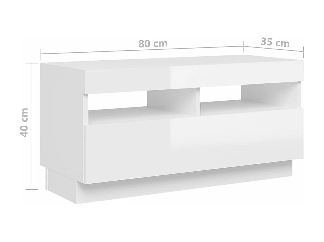 Tv-meubel met LED-verlichting 260x35x40 cm hoogglans wit