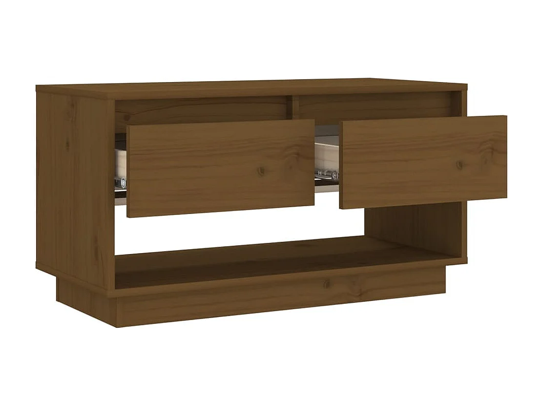 Mueble de TV madera maciza de pino marrón miel 74x34x40 cm