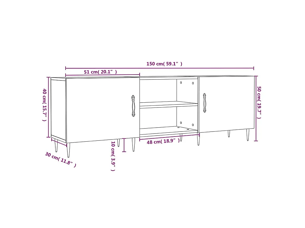 Mobile Porta TV Bianco 150x30x50 cm in Legno Multistrato