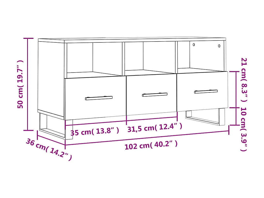 TV-Schrank Grau Sonoma 102x36x50 cm Holzwerkstoff