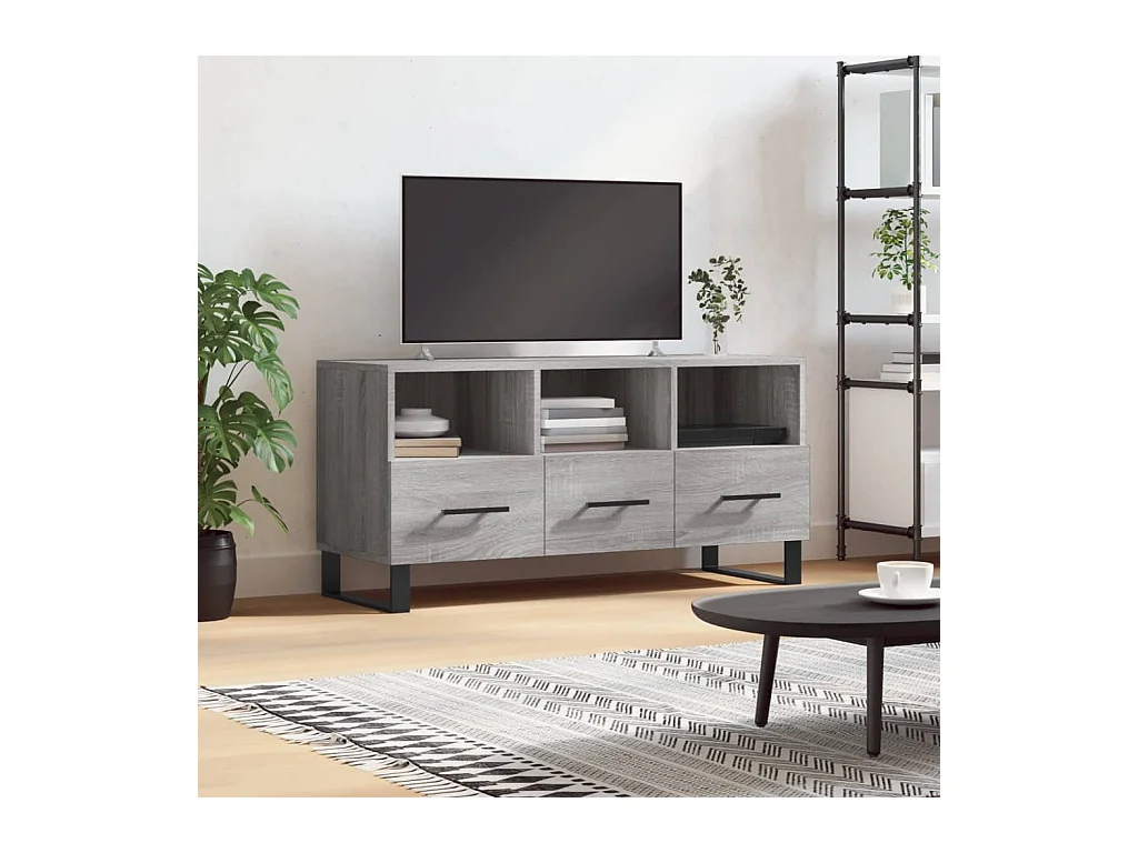 Mobile TV Grigio Sonoma 102x36x50 cm in Legno Multistrato