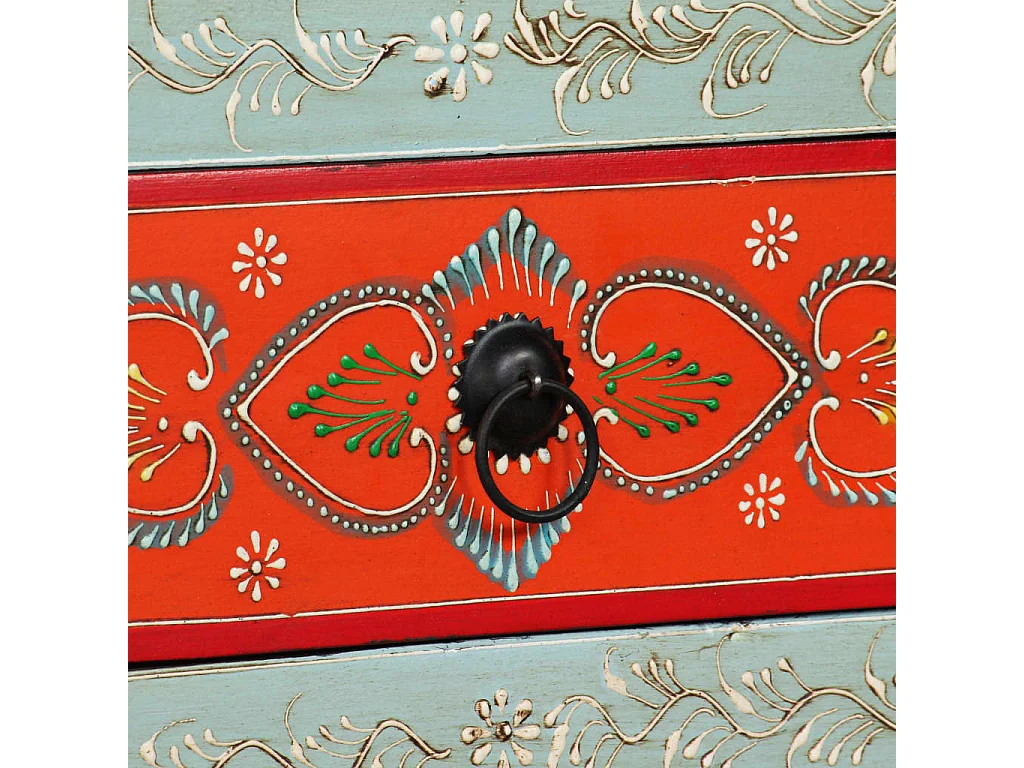 Mobile Porta TV in Legno Massello di Mango Dipinto a Mano