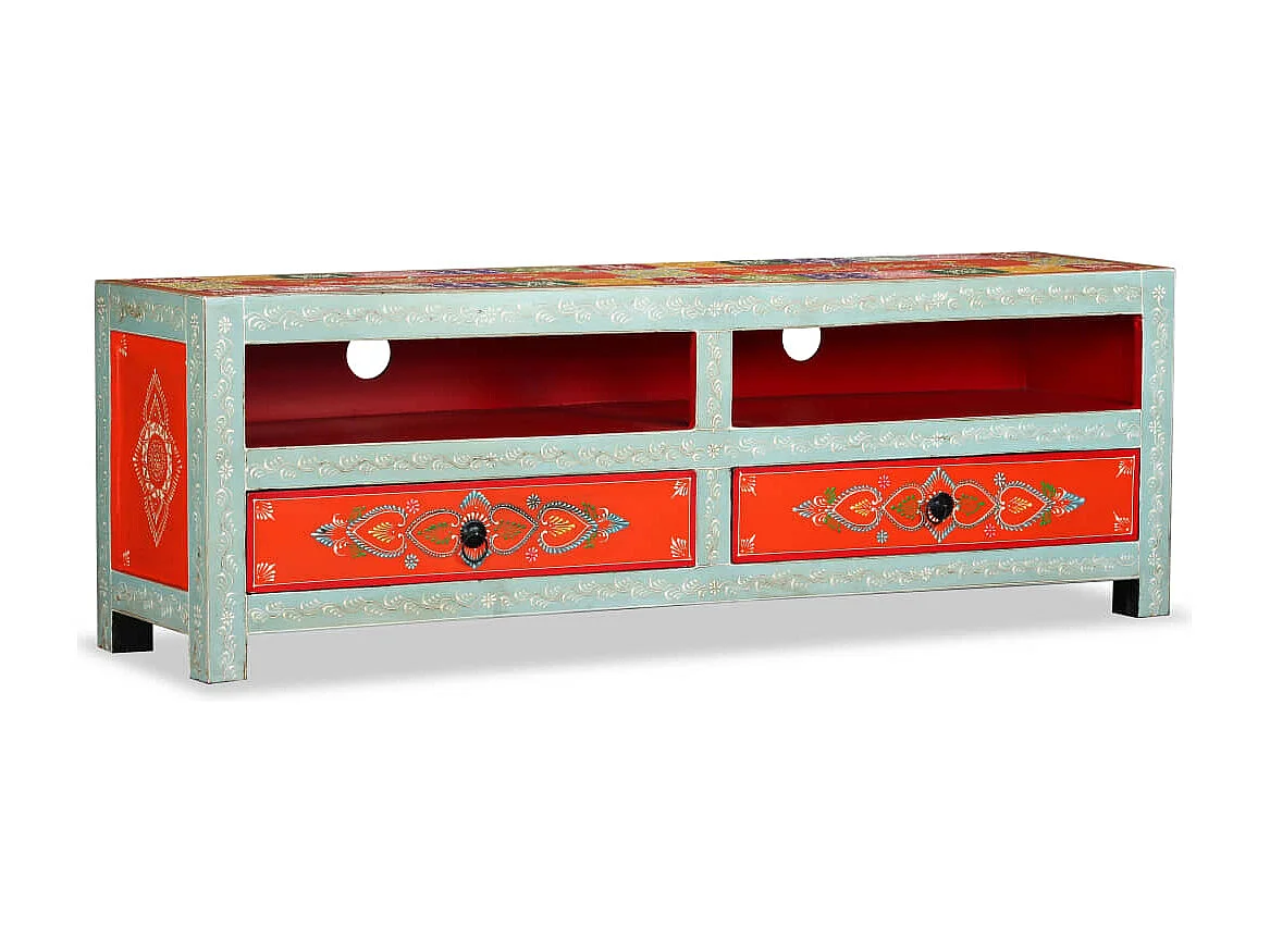 TV-Schrank Mangoholz Massiv Handbemalt