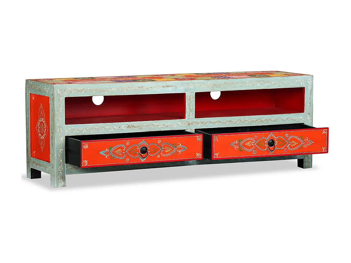 TV-Schrank Mangoholz Massiv Handbemalt