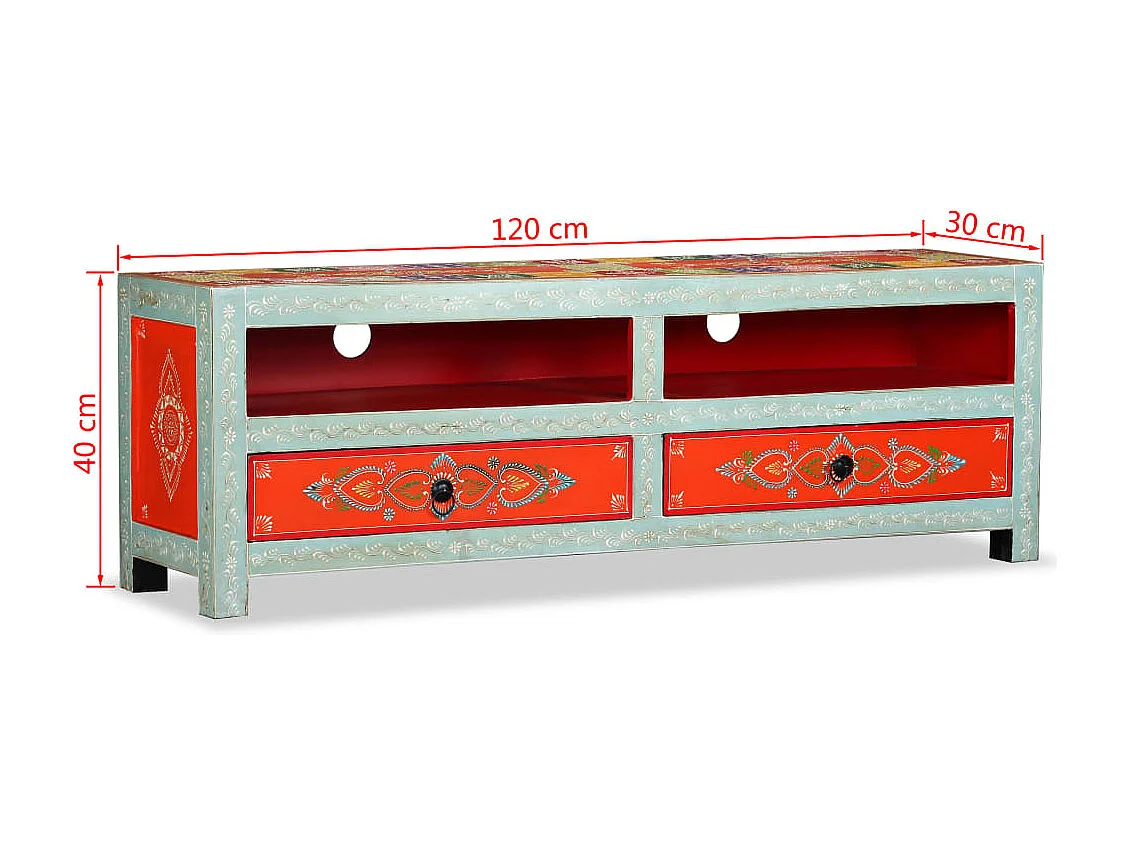 TV-Schrank Mangoholz Massiv Handbemalt