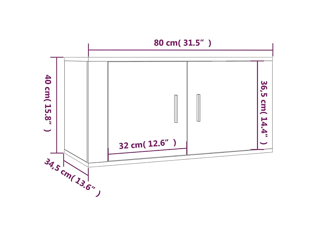 Meubles TV muraux 2 pcs blanc 80x34,5x40 cm