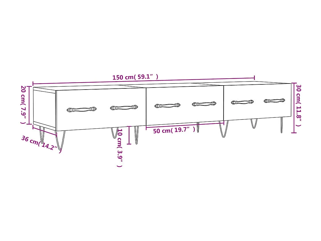 TV-Schrank Weiß 150x36x30 cm Holzwerkstoff
