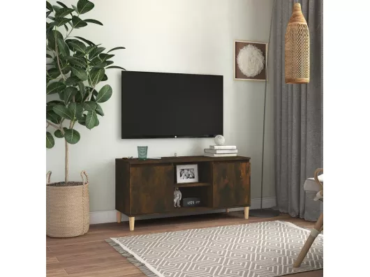 Kauf Unique TV-Schrank mit Massivholz-Beinen Räuchereiche 103,5x35x50 cm