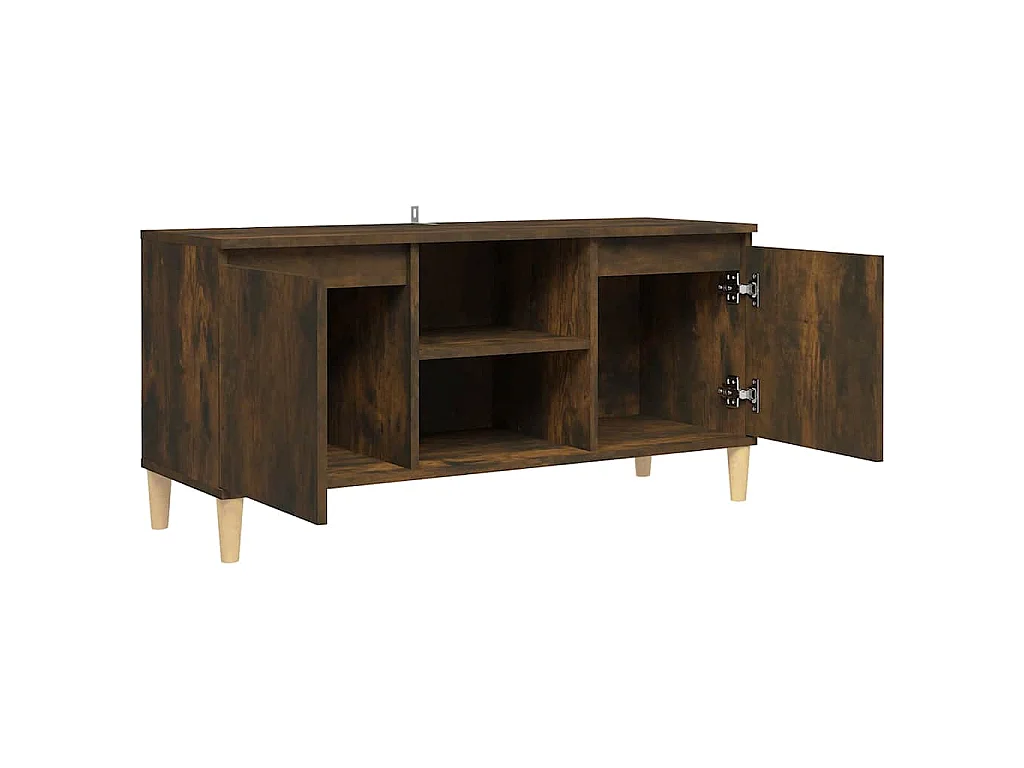 TV-Schrank mit Massivholz-Beinen Räuchereiche 103,5x35x50 cm