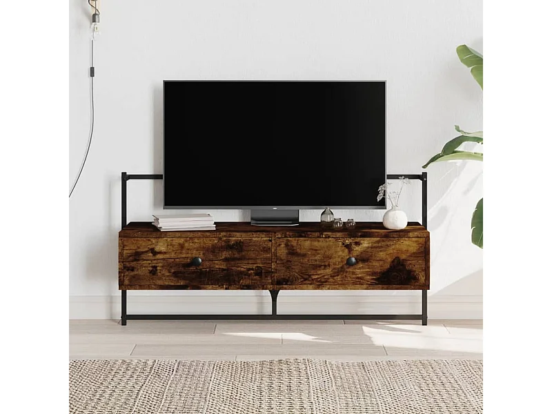 Meuble TV mural chêne fumé 100,5x30x51 cm bois d'ingénierie