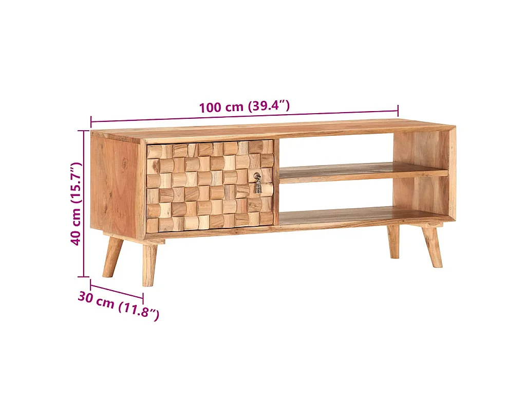 Tv-meubel 100x30x40 cm massief acaciahout