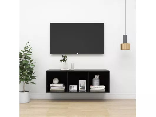 Kauf Unique TV-Wandschrank Hochglanz-Schwarz 37x37x107 cm Holzwerkstoff