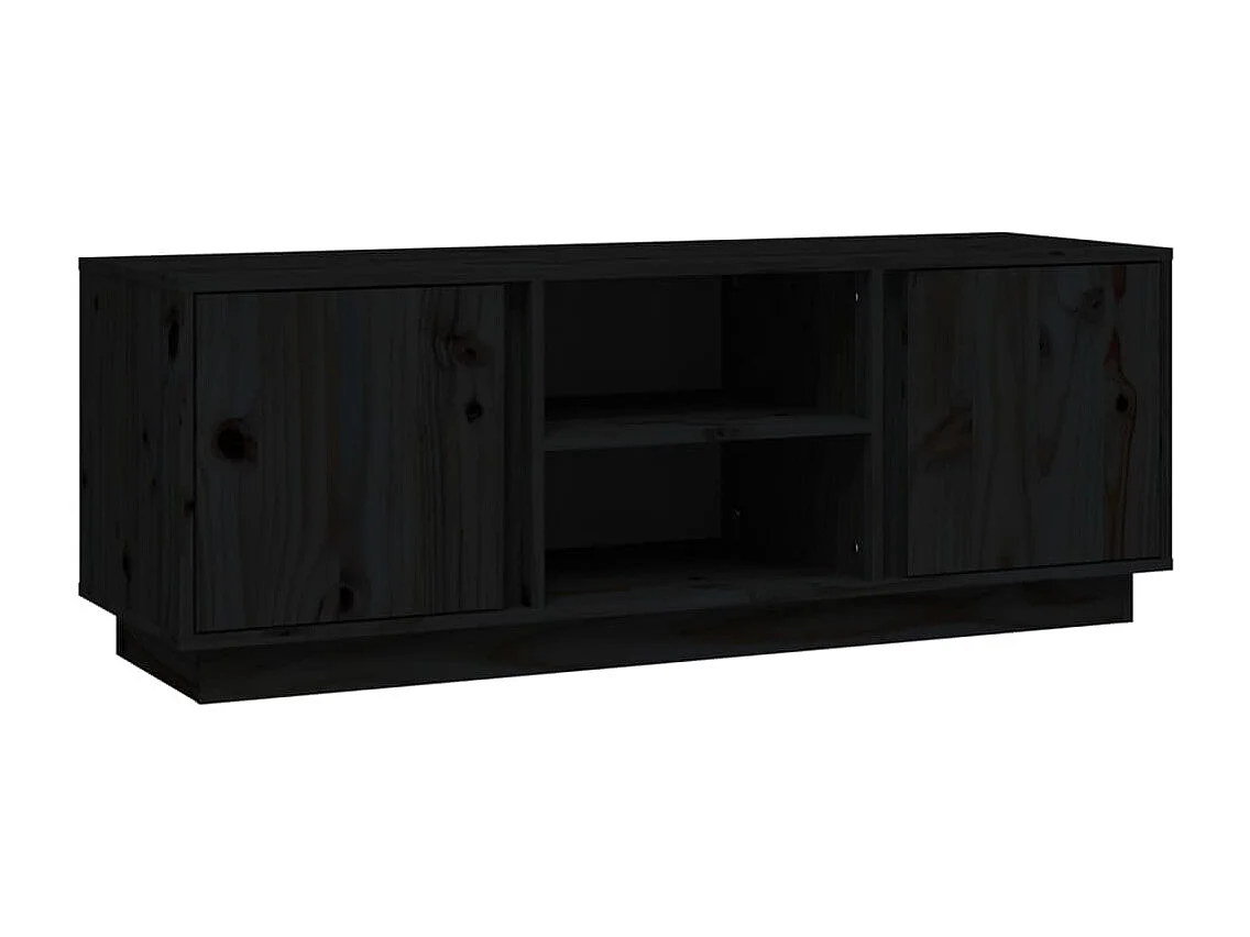 Meuble TV Noir 110x35x40,5 cm Bois de pin massif