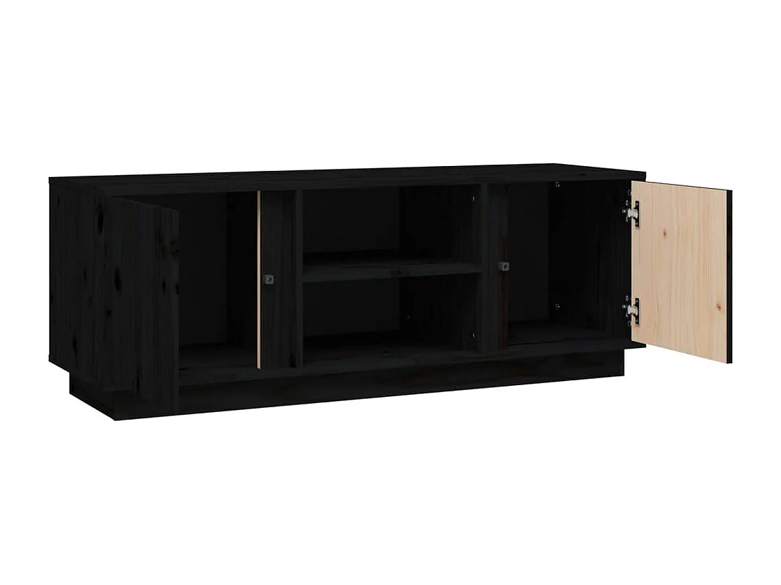 Meuble TV Noir 110x35x40,5 cm Bois de pin massif