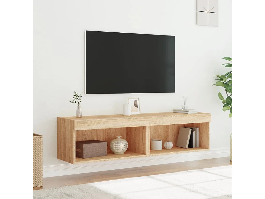 TV-Schränke mit LED-Leuchten 2 Stk. Sonoma-Eiche 60x30x30 cm