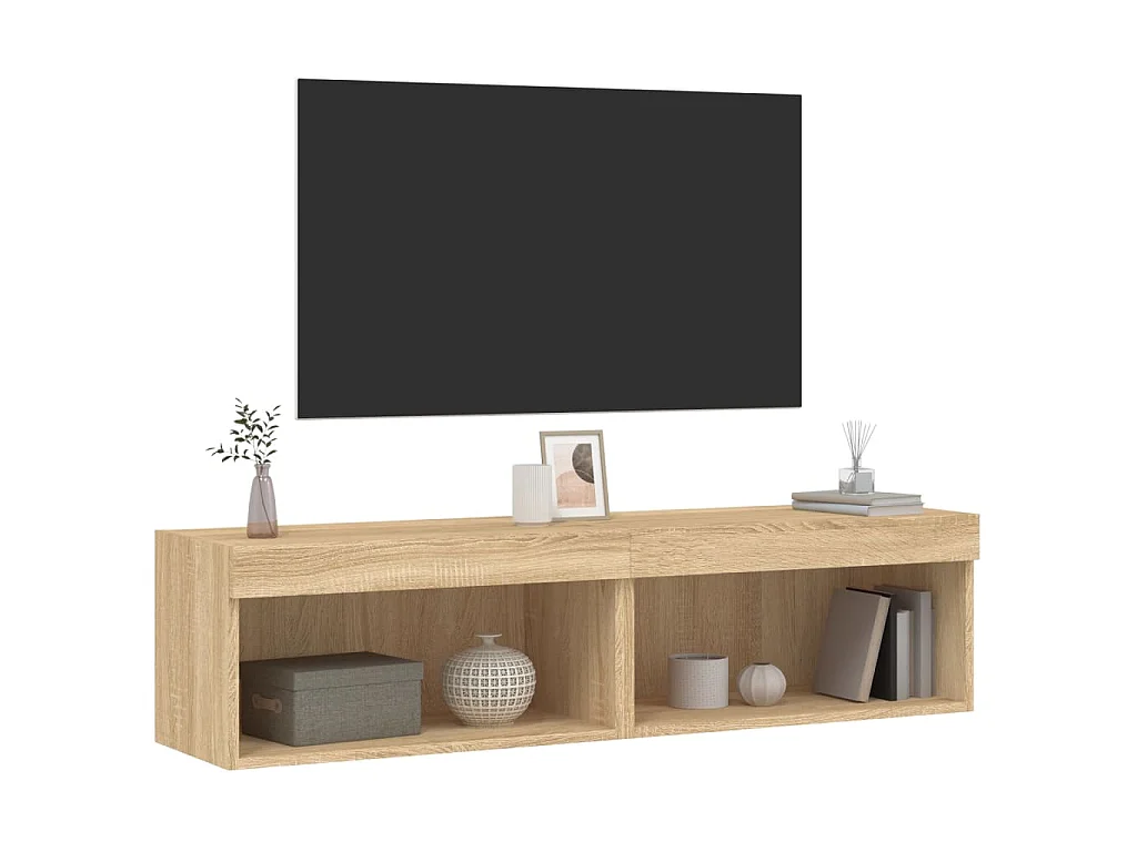 TV-Schränke mit LED-Leuchten 2 Stk. Sonoma-Eiche 60x30x30 cm