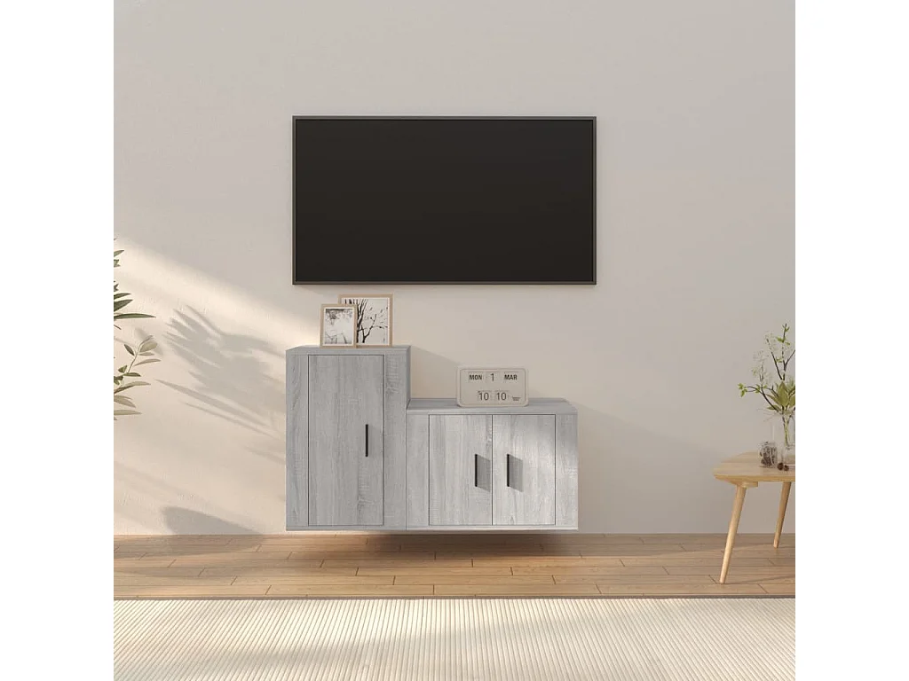 Ensemble de meubles TV 2 pcs Sonoma gris Bois d'ingénierie