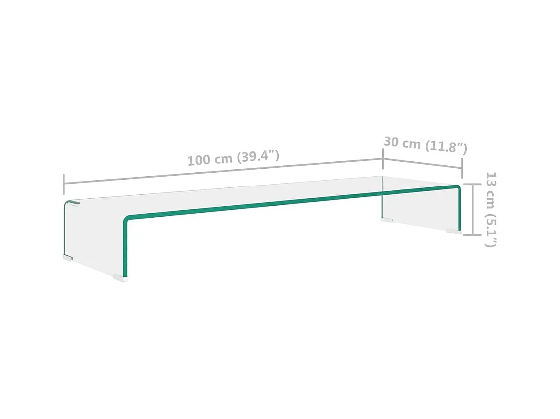 Meuble TV/pour moniteur 100x30x13 cm verre transparent
